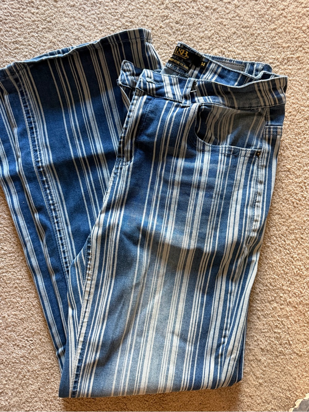 Lucky & Blessed Blue and White Striped Wide-Leg Jeans